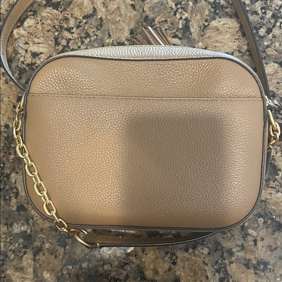 Tory Burch Beige/Biscotti Tan Leather Tassel Crossbody Bag - Picture 4 of 5